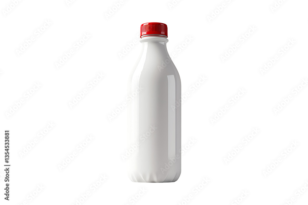 Full bottle of milk with red top Isolated on White and Transparent Background PNG Image. Full bottle of milk with red top Isolated on White and Transparent Background PNG Image.