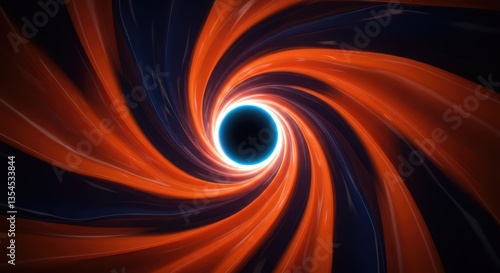 Wallpaper Mural A surreal spiral of vibrant orange and navy blue folds, textured with a silky, fluid surface that converges into a pulsating black hole edged with electric blue light Torontodigital.ca