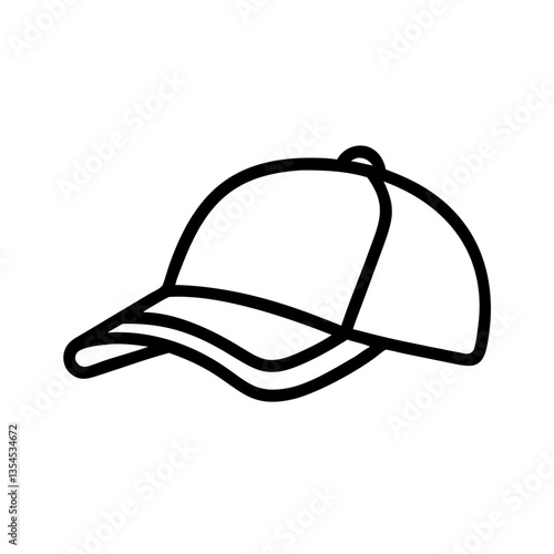 baseball cap outline icon, isolated vector illustration