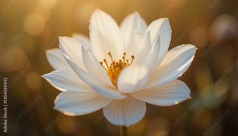 Fototapeta premium White lotus flower on blue background close-up