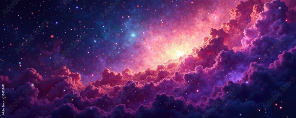 Fototapeta premium Celestial swirls, iridescent nebulae, cosmic dust , translucent, shimmer