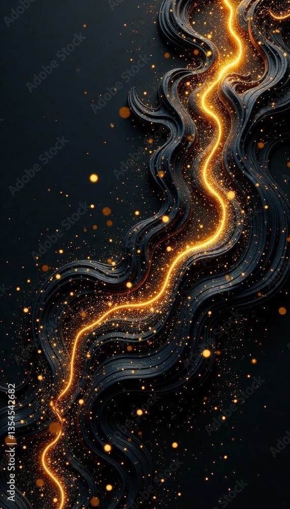 Abstract black and gold swirls, metallic sheen, pattern, glitter Abstract black and gold swirls, metallic sheen, pattern, glitter