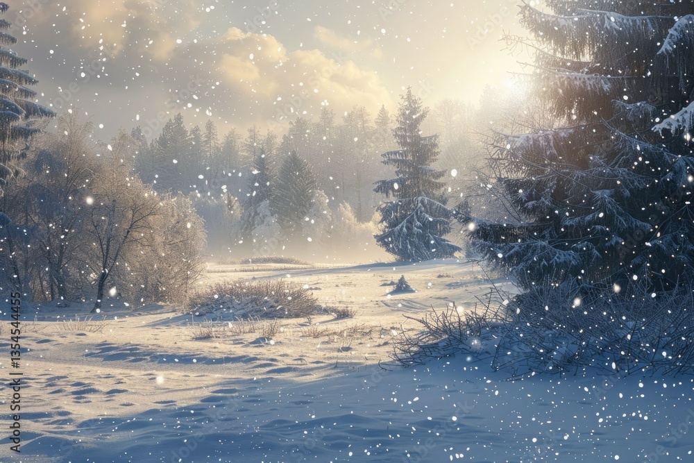 Ultra Quality Image of Serene Winter Landscape with Gentle Snowfall Ultra Quality Image of Serene Winter Landscape with Gentle Snowfall