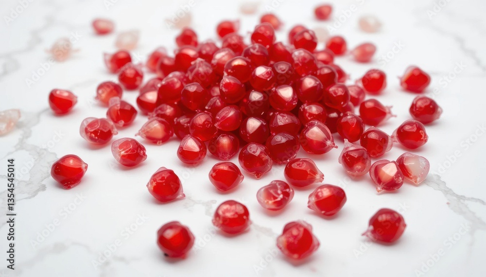 Jewelled Pomegranate Seeds A Vibrant Scatter of Ruby Red Arils Jewelled Pomegranate Seeds A Vibrant Scatter of Ruby Red Arils