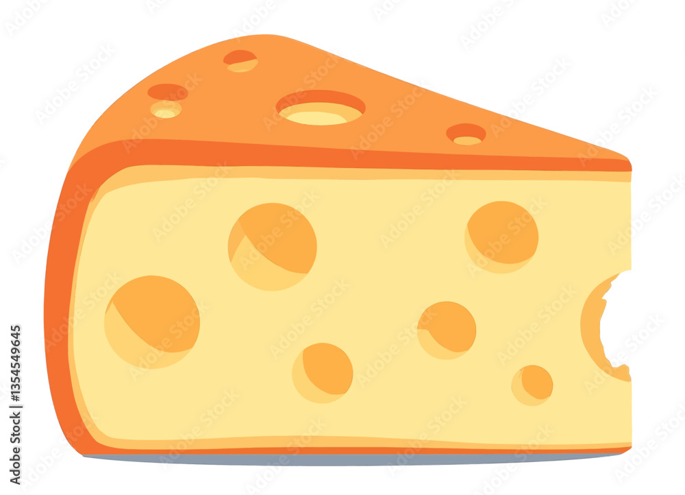 Cartoon Cheese Wedge with Bite Missing and Holes Cartoon Cheese Wedge with Bite Missing and Holes