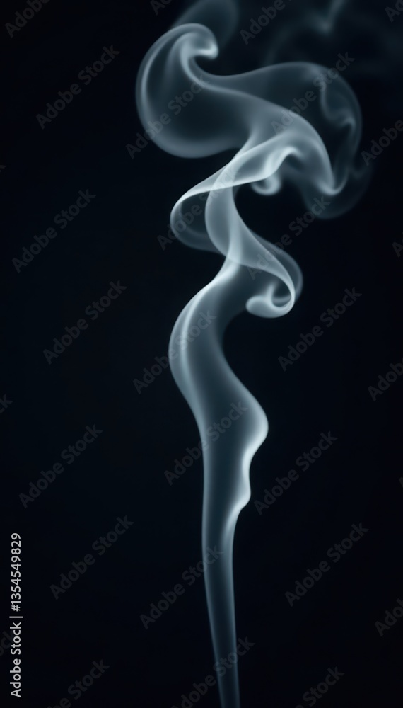 Wispy grey smoke curls against black backdrop, grey, realistic Wispy grey smoke curls against black backdrop, grey, realistic