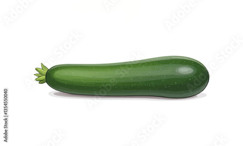 Cartoon Green Zucchini Squash Isolated on White