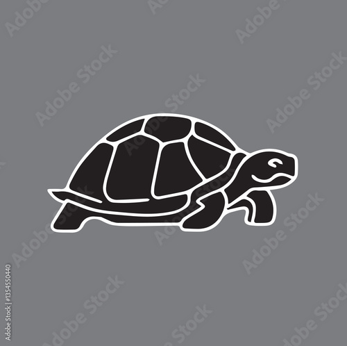 black vector illustration of a tortoise logo icon in silhouette. Perfect for branding, logos, or minimalist designs.