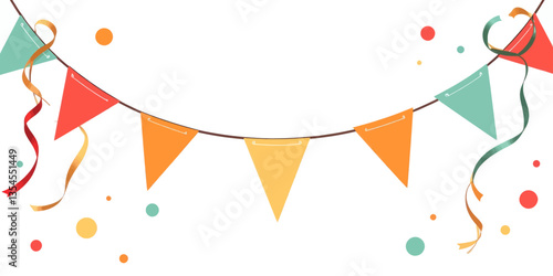 Colorful Bunting Flags and Confetti Decoration