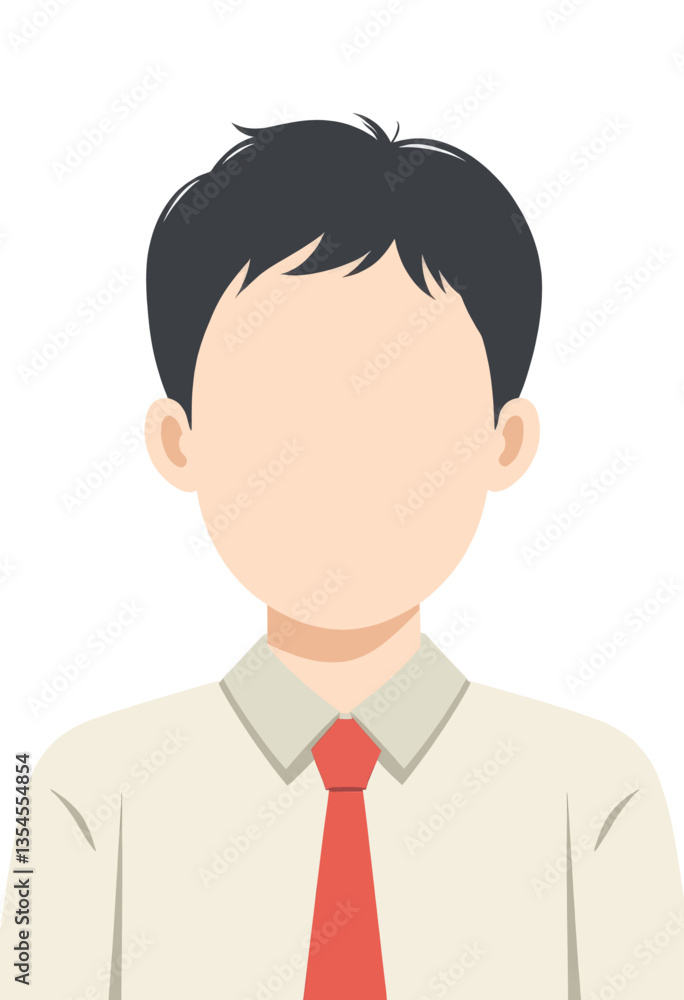 Illustration of faceless person wearing a red tie and white shirt Illustration of faceless person wearing a red tie and white shirt