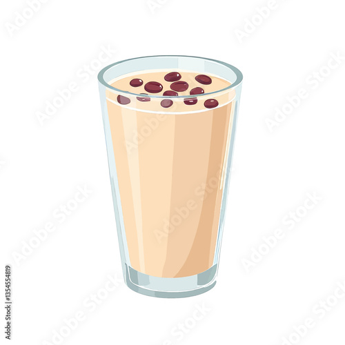 Wallpaper Mural Illustration of a Boba Tea Drink in Glass Cup Torontodigital.ca