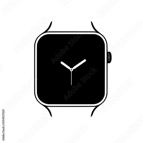 Smartwatch Icon with Simple Design on a Black Background  
