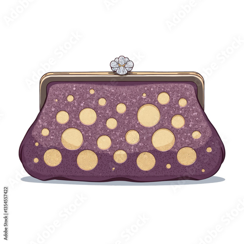 Purple polka dot clutch with jeweled clasp