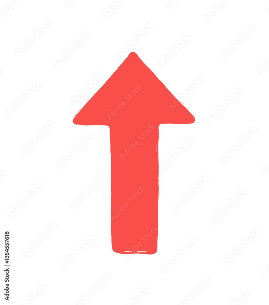 Red Upward Directional Arrow with Brushstroke Texture Red Upward Directional Arrow with Brushstroke Texture