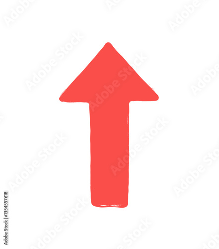Red Upward Directional Arrow with Brushstroke Texture
