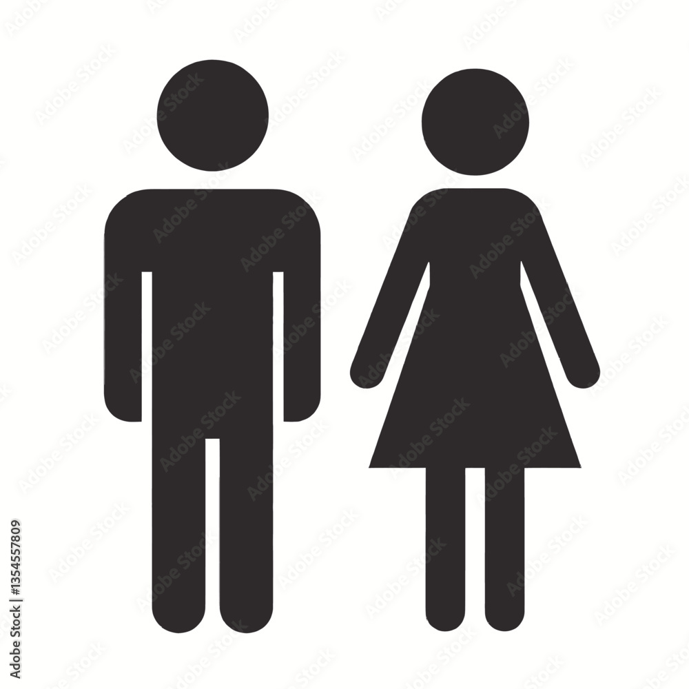 Restroom sign: Man and woman black symbols
Restroom sign: Man and woman black symbols