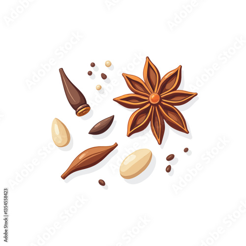 Star Anise with Almonds and Spices Still Life
