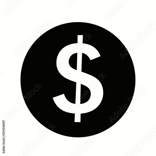 White Dollar Symbol on Black Circle