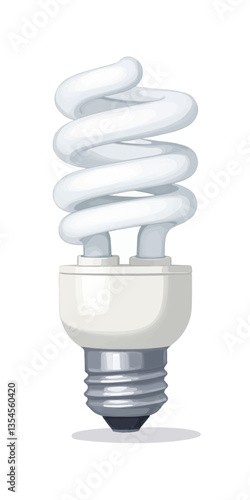 White CFL spiral light bulb on white background