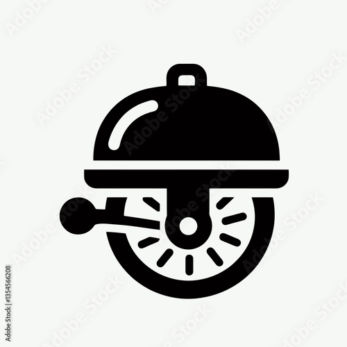 very simple flat and minimalist Bicycle Bell silhouette in black on a white background