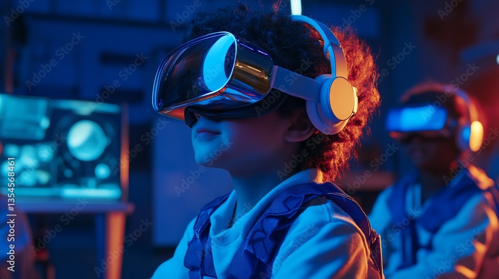 Fototapeta premium Immersive Virtual Reality Experience for Young Minds