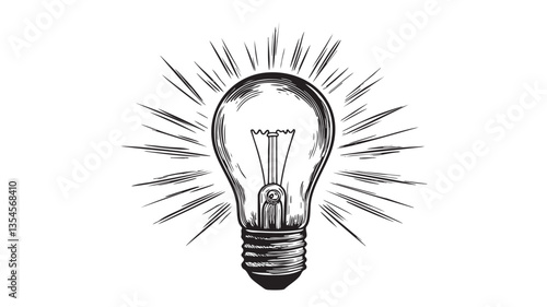Light bulb tattoo design in a sticker-style clipart format