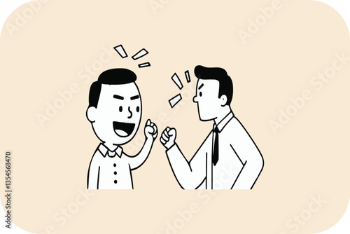Two Men Arguing, Conflict and Disagreement, Clenched Fists and Tension