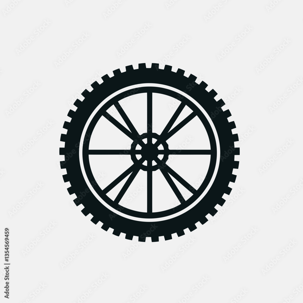 very simple flat and minimalist Bicycle Tire silhouette in black on a white background very simple flat and minimalist Bicycle Tire silhouette in black on a white background