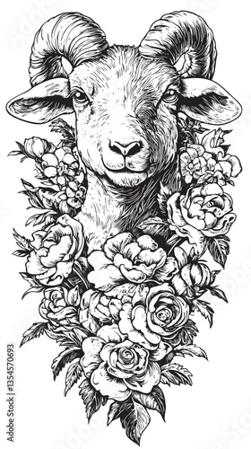 EPS art of a lamb in a floral setting symbolizing renewal and warmth
