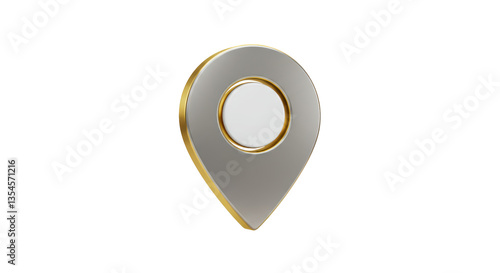 Free Download Isolated Metallic Gray and Gold Map Pointer Icon in 3D - GFXLoad