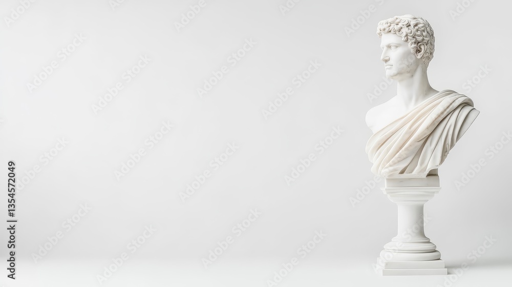 Obraz premium Elegant White Marble Bust of a Classical Roman Figure on Display