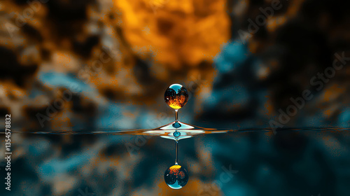 Water Drop Reflection: Abstract Macro Photography of Nature's Beauty