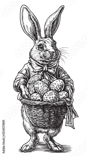 Festive design capturing a bunny delivering colorful Easter treats