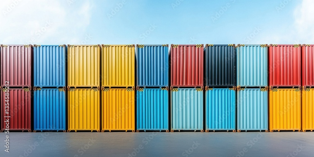 Obraz premium Colorful shipping containers displayed in an industrial setting warehouse photography urban landscape aerial view