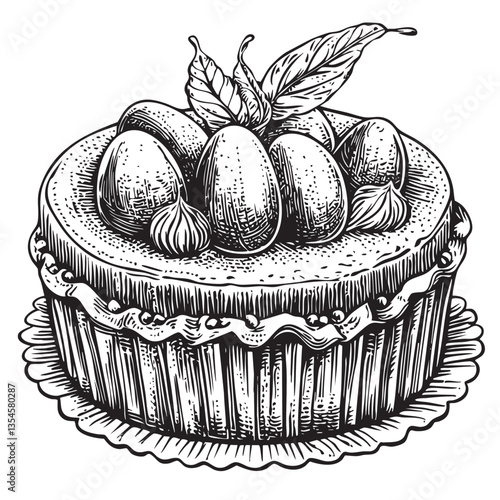 Vintage EPS showing a classic Easter cake with fine engraved details