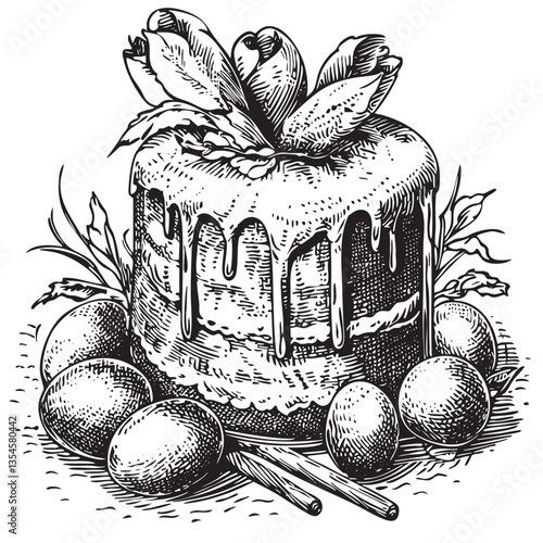 Detailed vector capturing a festive pastry for Easter celebrations
