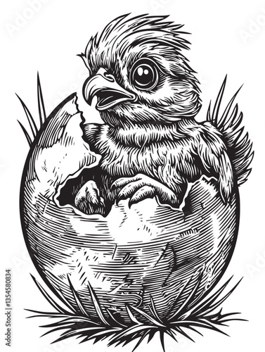Cheerful EPS art showcasing a newly hatched chick for Easter