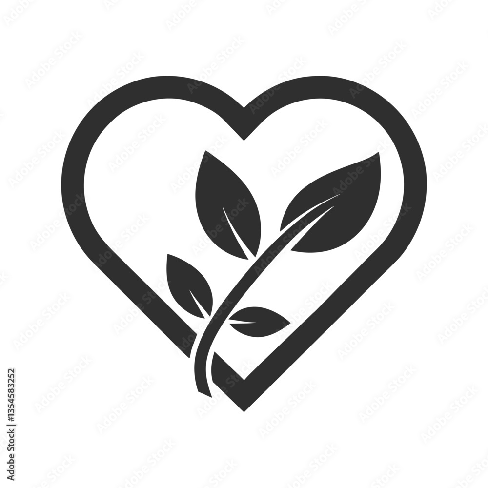 Organic Heart and Leaf Vector Design. Organic Heart and Leaf Vector Design.