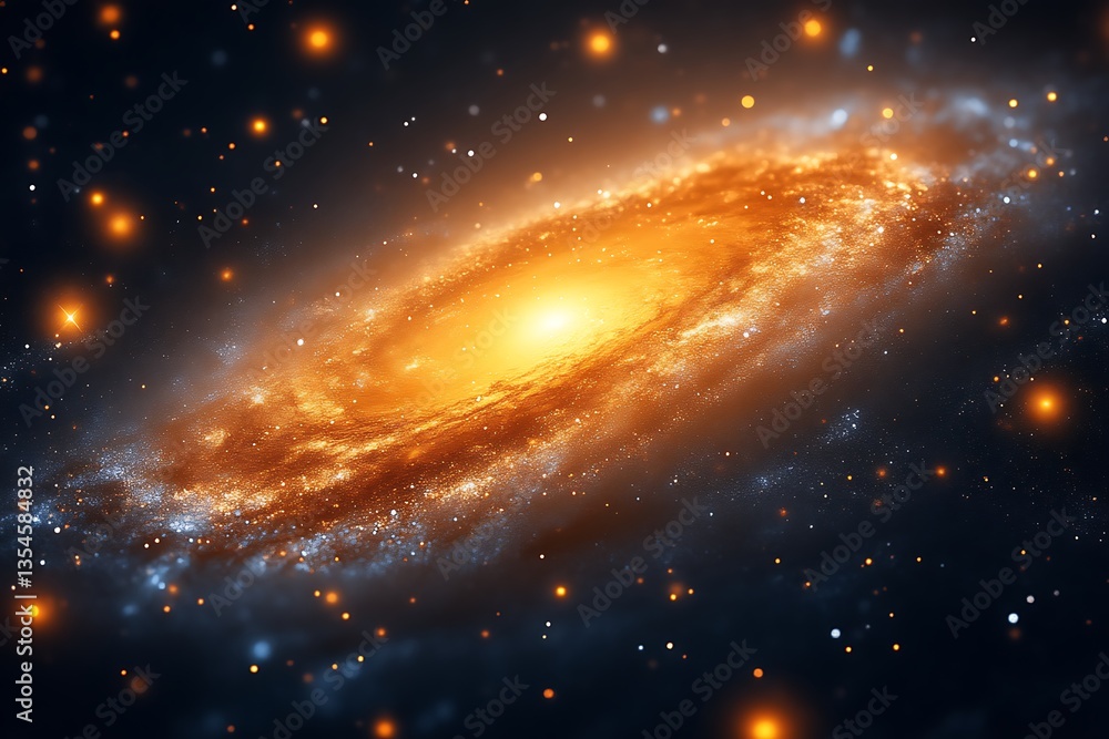 Spectacular Galaxy Formation with Glowing Stars in Deep Space View Spectacular Galaxy Formation with Glowing Stars in Deep Space View