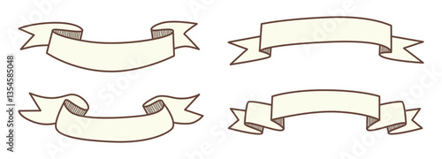 Set of Ribbon banner label collection design vector illustration