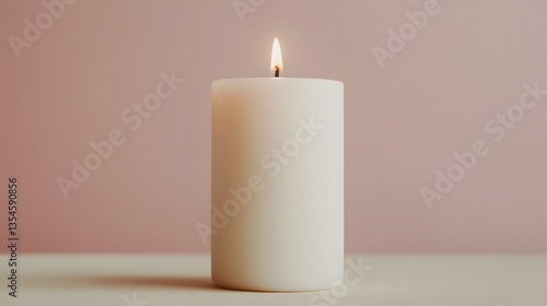 Wallpaper Mural Smooth Beige Pillar Candle Glowing in Peaceful Ambiance for Spa and Meditation Visuals Torontodigital.ca