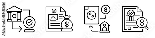 loan collateral evaluation icon, loan collateral evaluation line art - simple line art of loan collateral evaluation, perfect for loan collateral evaluation logos and icons