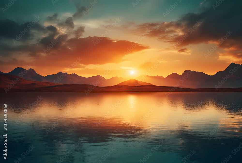 sunset over the lake sunset over the lake