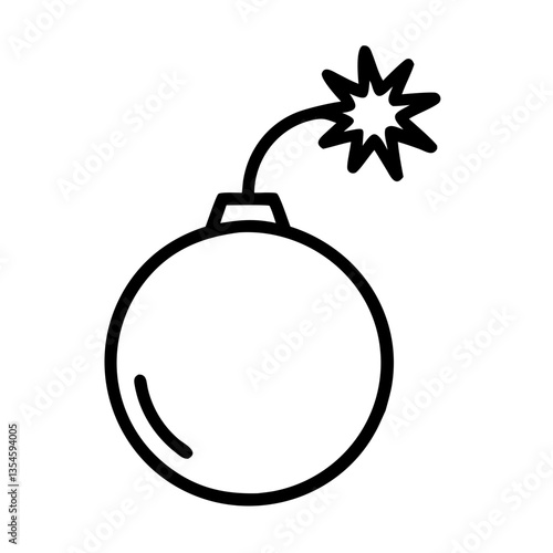 Bomb outline icon, isolated vector illustration