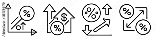 variable interest rate icon, variable interest rate line art - simple line art of variable interest rate, perfect for variable interest rate logos and icons