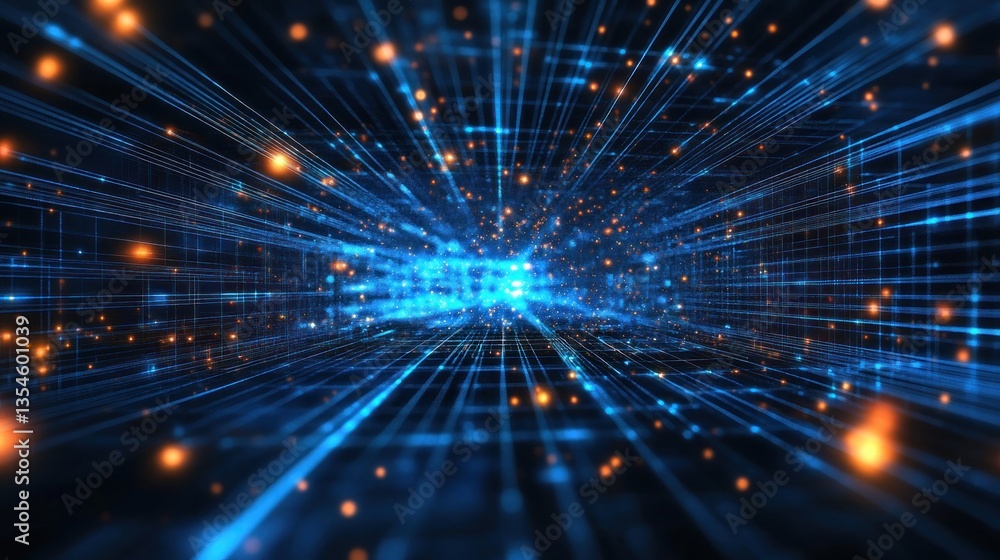 Naklejka premium Abstract Digital Network Data Flow Visualization