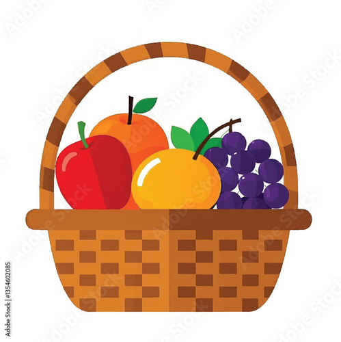basket with fruits vector