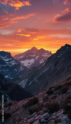 Canvas Print sunset in the mountains