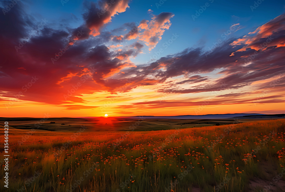 Obraz premium sunset over the field