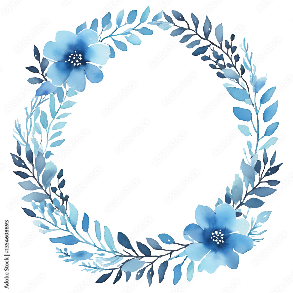 Fototapeta premium wreath of flowers on a blue background